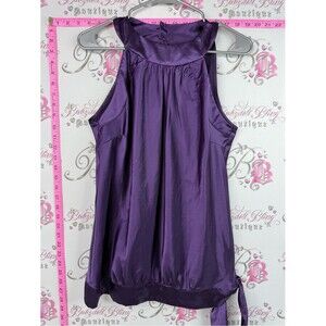 Soto tank top halter shiny diamond buttons Purple Satin Halter Tank Top